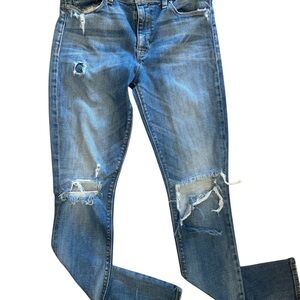 Hudson Jeans Blue Distressed Nico Mid rise super skinny size 28